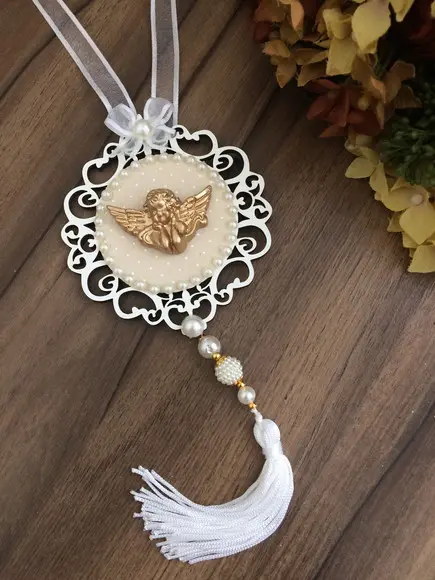 Lembrancinha Mandala de Porta Branca Anjo da Guarda