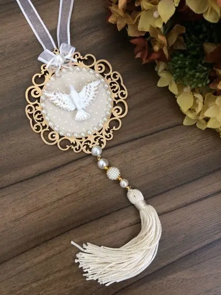 Lembrancinha Mandala de Porta Divino Espírito Santo Poá Bege
