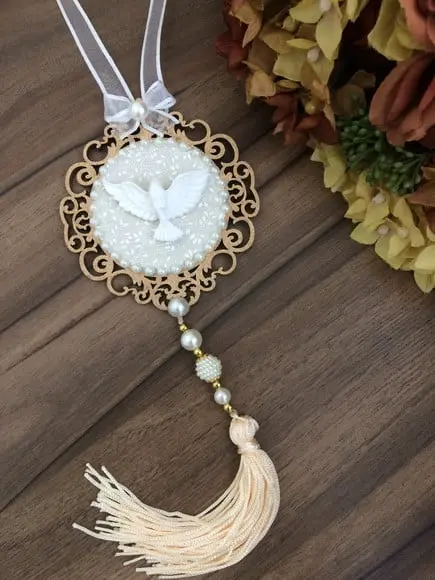 Lembrancinha Mandala de Porta Divino Espírito Santo Poá Bege