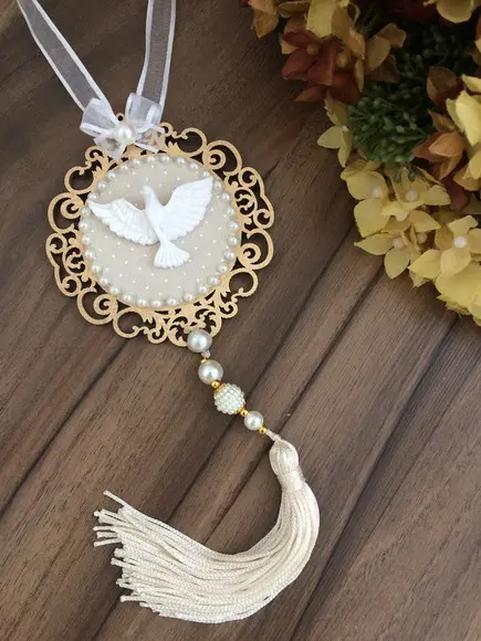 Lembrancinha Mandala de Porta Divino Espírito Santo Poá Bege