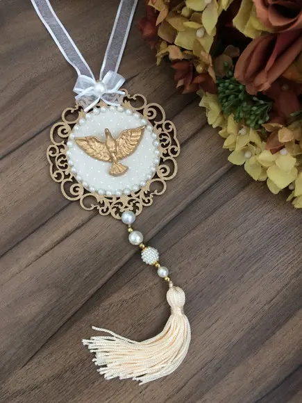 Lembrancinha Mandala de Porta Divino Espírito Santo Poá Bege