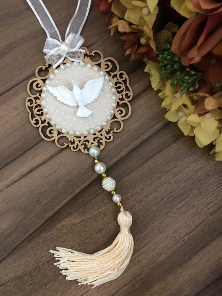 Lembrancinha Mandala de Porta Divino Espírito Santo Poá Bege