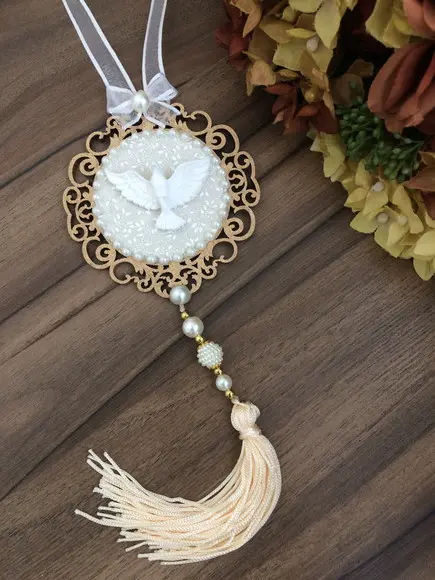 Lembrancinha Mandala de Porta Divino Espírito Santo Poá Bege