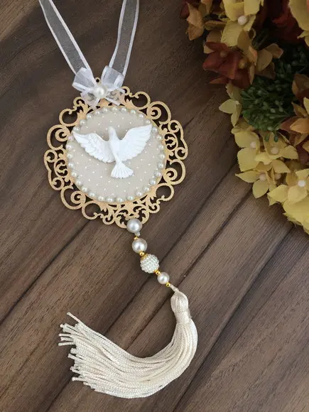 Lembrancinha Mandala de Porta Divino Espírito Santo Poá Bege