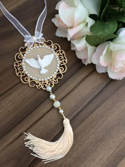 Lembrancinha Mandala de Porta Dourada Divino Espírito Santo
