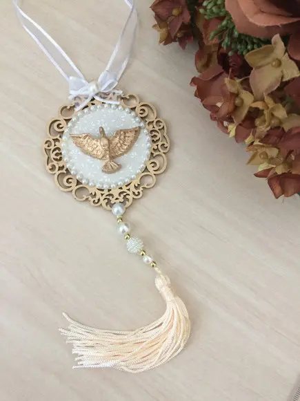 Lembrancinha Mandala de Porta Dourada Divino Espírito Santo