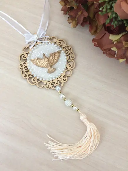 Lembrancinha Mandala de Porta Dourada Divino Espírito Santo
