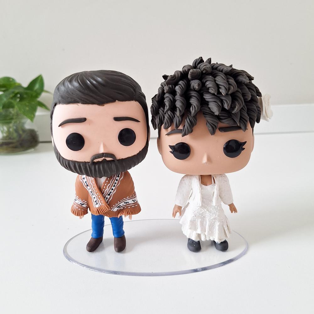 Topo de Bolo Noivinhos Funko Pop de Biscuit Personalizado 1