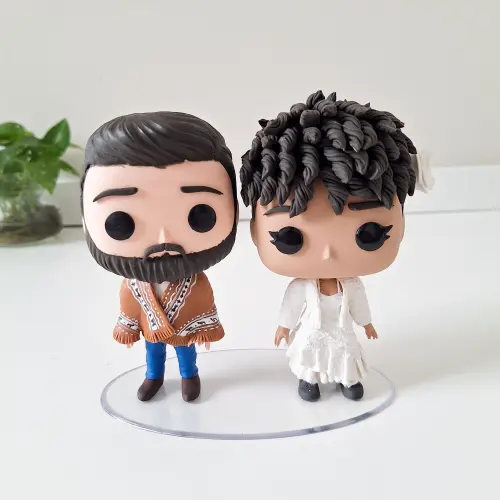 Topo de Bolo Noivinhos Funko Pop de Biscuit Personalizado 1