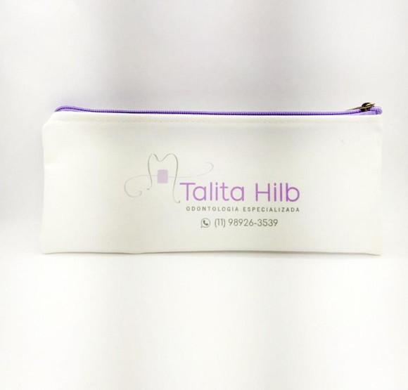 Carteira Odontologia Modelo 25 cm x 9cm Branca com Lilas