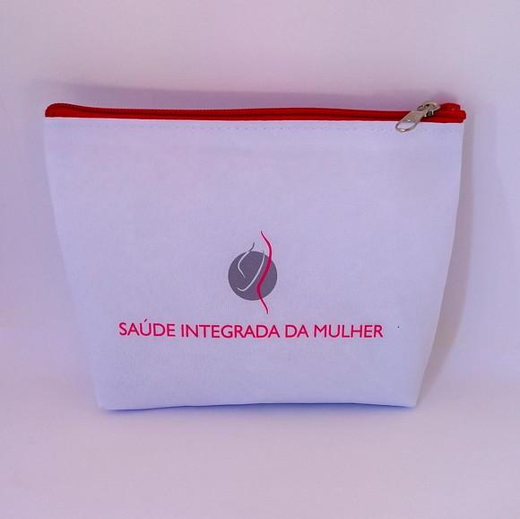 Necessaire Comercial Odontologia 18cm Branca com Vermelho