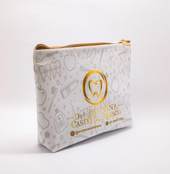 Necessaire Comercial Odontologia 18cm Mod Branca com Bege