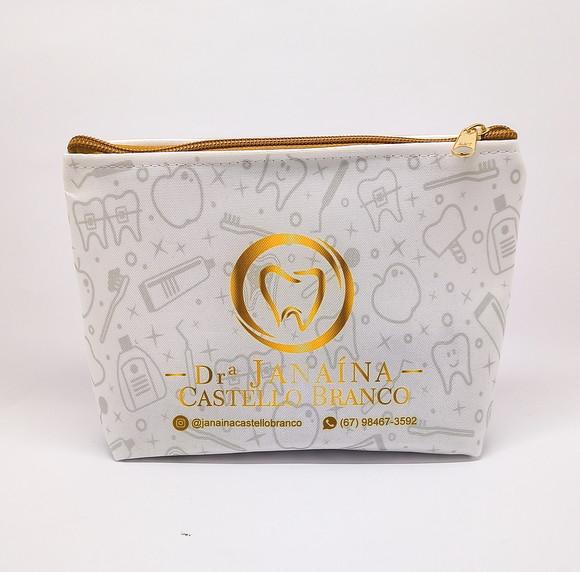 Necessaire Comercial Odontologia 18cm Mod Branca com Bege