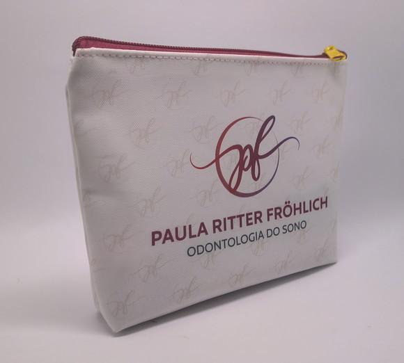 Necessaire Comercial Odontologia 18cm Mod Branca com Vinho