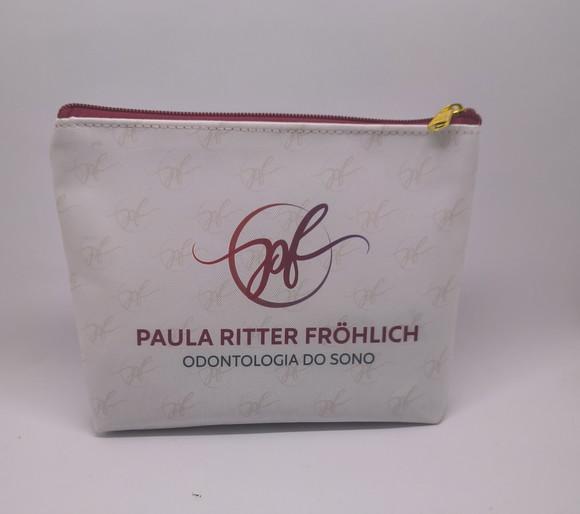 Necessaire Comercial Odontologia 18cm Mod Branca com Vinho