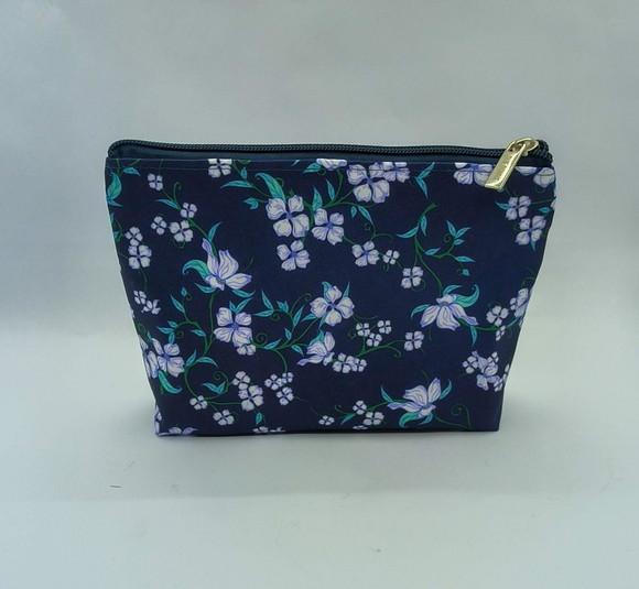 Necessaire Floral Azul 001 com Gravação no Puxador