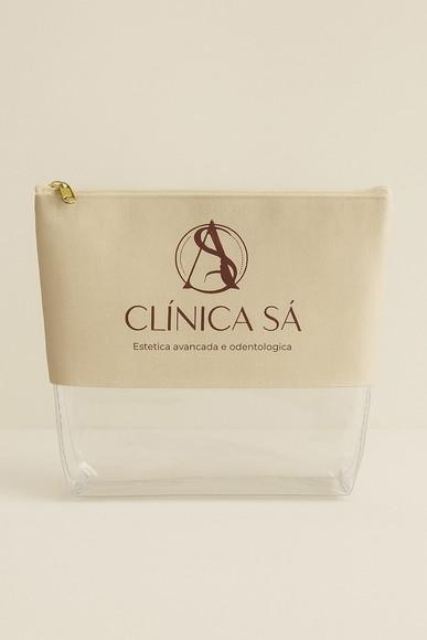 Necessaire Pvc 22cm x 15 cm em Pvc ( com Fundo) - Marfim