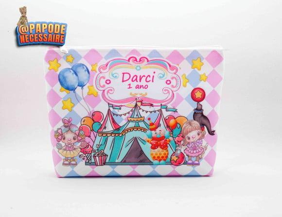 Necessaire Circo Rosa Aquarela