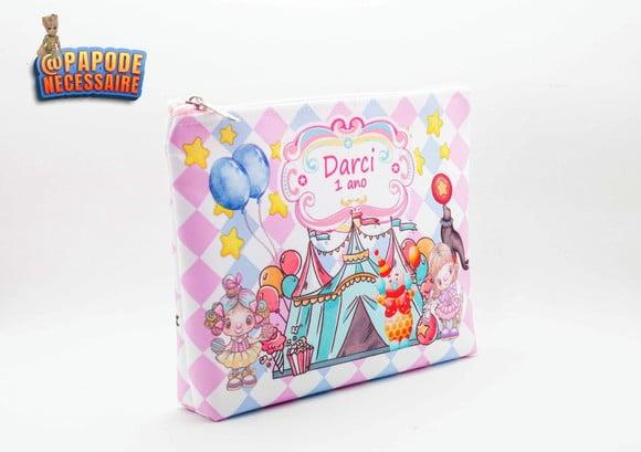 Necessaire Circo Rosa Aquarela