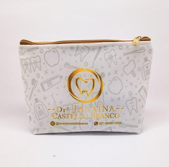 Necessaire Comercial Odontologia 18cm Mod Branca com Bege