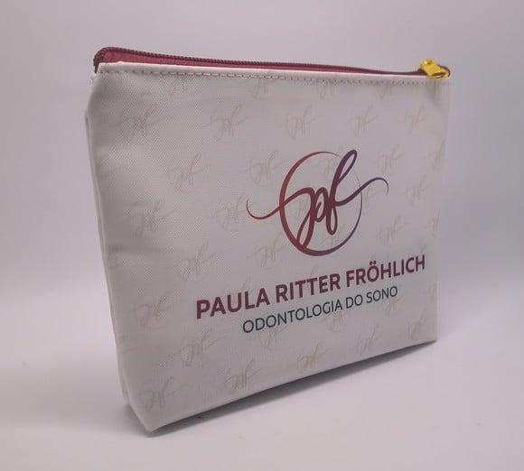 Necessaire Comercial Odontologia 18cm Mod Branca com Vinho