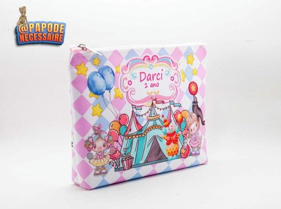 Necessaire Circo Rosa Aquarela
