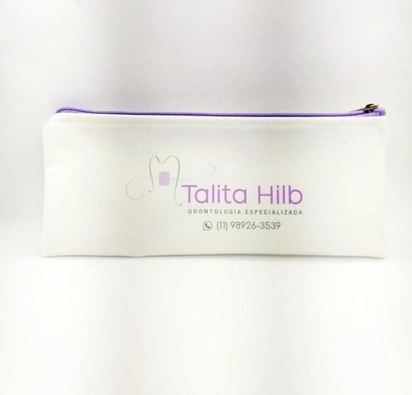 Carteira Odontologia Modelo 25 cm x 9cm Branca com Lilas
