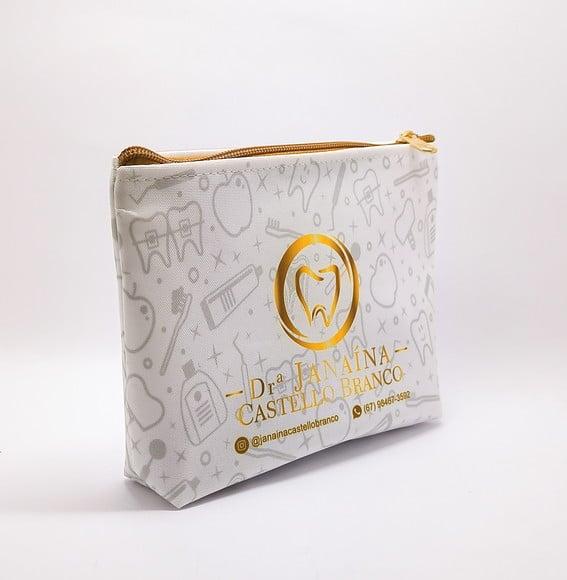 Necessaire Comercial Odontologia 18cm Mod Branca com Bege