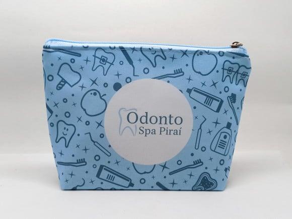 Necessaire Odontologia Modelo 18cm com Marca D'água Azul