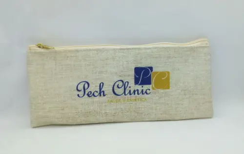 Carteira Odontologia Modelo 25 cm x 9cm Estampa Linho Bege