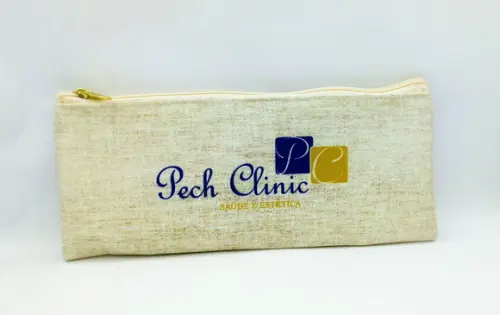 Carteira Odontologia Modelo 25 cm x 9cm Estampa Linho Bege