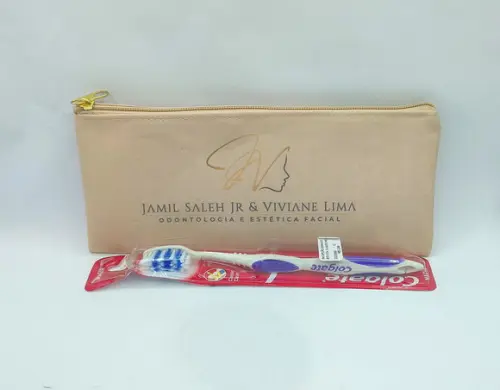 Carteira Odontologia ou Dentista Modelo 25 cm x 9cm Bege