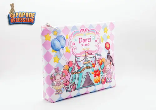 Necessaire Circo Rosa Aquarela