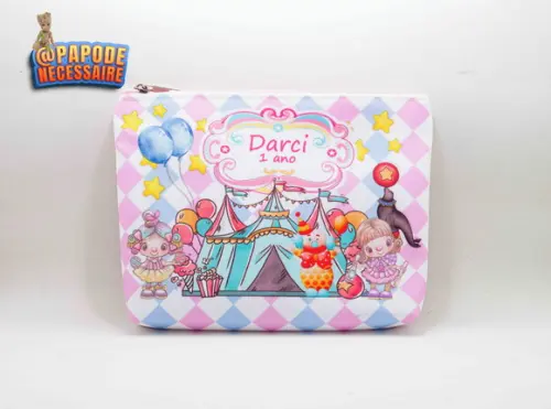 Necessaire Circo Rosa Aquarela