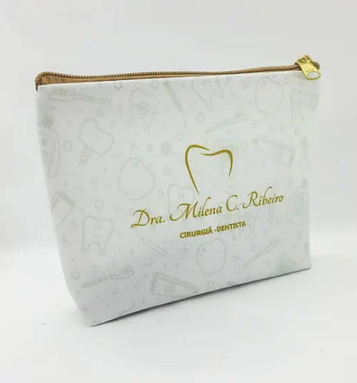 Necessaire Comercial Odontologia 18cm Mod Branca com Bege