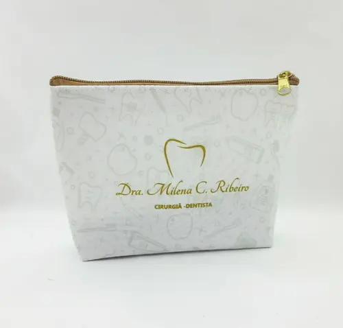 Necessaire Comercial Odontologia 18cm Mod Branca com Bege
