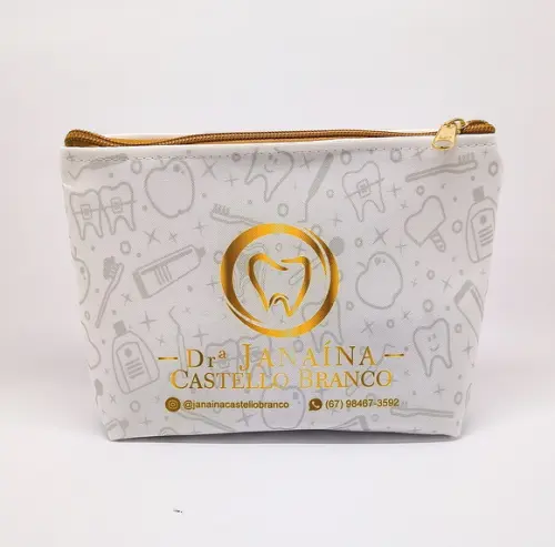 Necessaire Comercial Odontologia 18cm Mod Branca com Bege