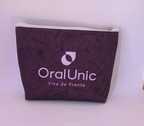 Necessaire Comercial Odontologia 18cm Mod Branca com Vinho