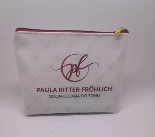 Necessaire Comercial Odontologia 18cm Mod Branca com Vinho