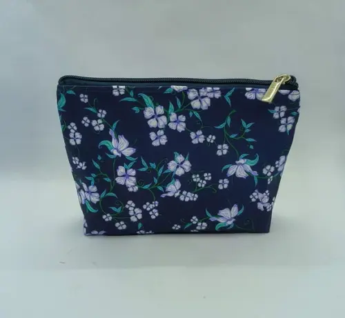 Necessaire Floral Azul 001 com Gravação no Puxador