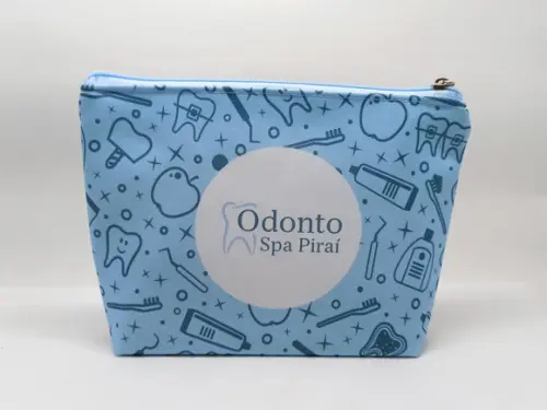 Necessaire Odontologia Modelo 18cm com Marca D'água Azul