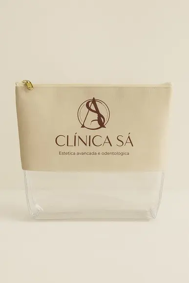 Necessaire Pvc 22cm x 15 cm em Pvc ( com Fundo) - Marfim