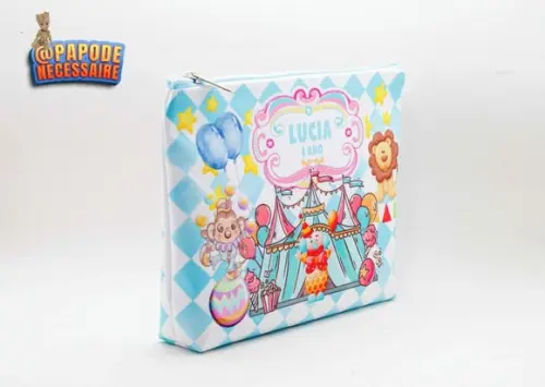 Necessaire Circo Azul Aquarela