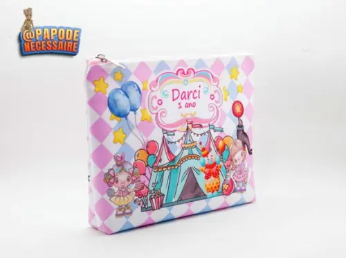 Necessaire Circo Rosa Aquarela