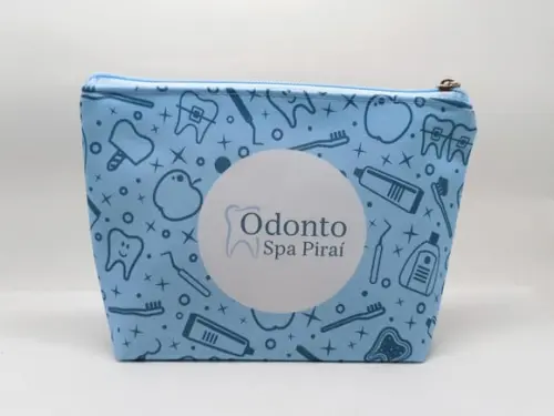 Necessaire Odontologia Modelo 18cm com Marca D'água Azul