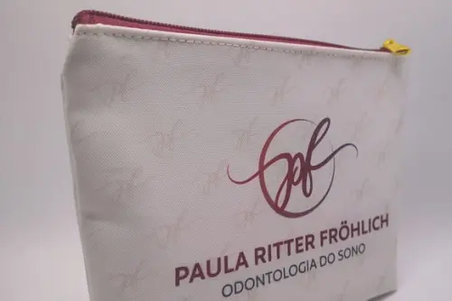 Necessaire Comercial Odontologia 18cm Mod Branca com Vinho