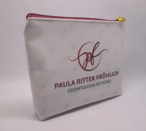 Necessaire Comercial Odontologia 18cm Mod Branca com Vinho
