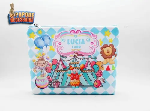 Necessaire Circo Azul Aquarela