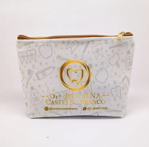 Necessaire Comercial Odontologia 18cm Mod Branca com Bege
