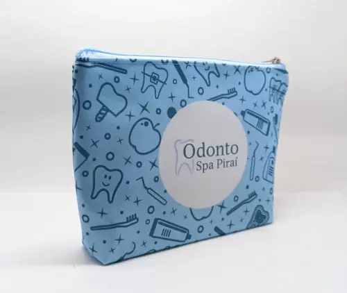 Necessaire Odontologia Modelo 18cm com Marca D'água Azul